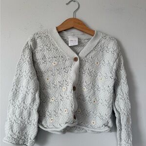 Little Co. Girls' Light Gray Knit Cardigan Jacket